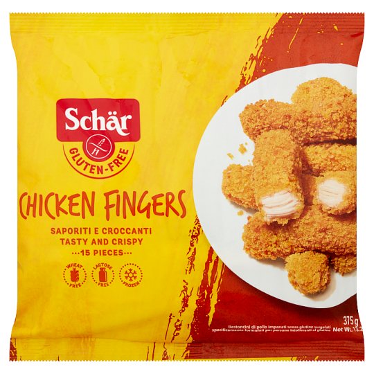 Schär Chicken Fingers mélyfagyasztott gluténmentes ropogós panírozott csirkefalatok 15 db 375 g