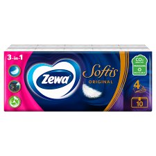 Zewa Softis Original illatmentes papír zsebkendő 4 rétegű 10 x 9 db