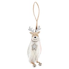 Hanging Furry Reindeer with Bell Decoration 20 x 4 x 1 cm