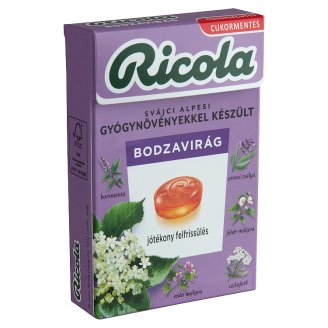 Ricola Bodzavirág cukormentes svájci gyógynövény cukorkák 40 g