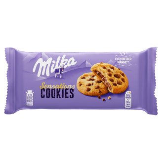Milka Sensations keksz alpesi tejcsokoládé darabokkal és tejcsokoládés töltelékkel 156 g