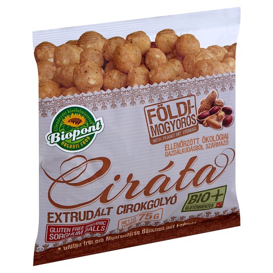 Biopont Ciráta gluténmentes BIO földimogyorós extrudált cirokgolyó 75 g