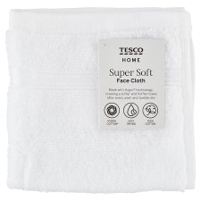 Tesco Home Super Soft White Color Face Cloth 30 cm x 30 cm