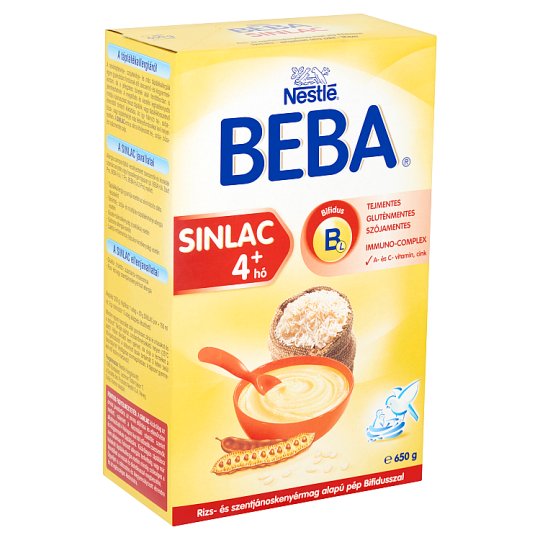 Beba Sinlac rizs- és szentjánoskenyérmag alapú pép Bifidusszal 4 hónapos kortól 650 g