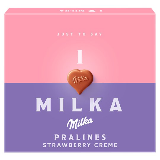 Milka I ♥ Milka alpesi tejcsokoládé praliné epres töltelékkel 110 g