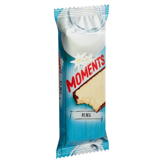 Moments szélein kakaós bevonatba mártott, tejes krémmel töltött ostyaszelet 50 g