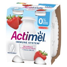 Danone Actimel Strawberry Low-Fat Yoghurt Drink with Sweeteners, Vitamin B6&D 4 x 100 g (400 g)