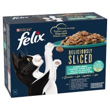 Purina Felix Deliciously Sliced halas válogatás aszpikban nedves macskaeledel 12 x 80 g