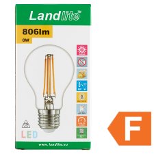Landlite A60 806 lm 8 W E27 2700K Filament LED izzó