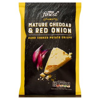 Tesco Finest cheddar sajt és karamellizált lilahagyma ízű burgonyachips 40 g