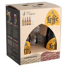 Leffe sörkülönlegesség válogatás díszdobozban Blonde 6,6% Dark 6,5% 4 x 0,33 l + 1 üvegkehely