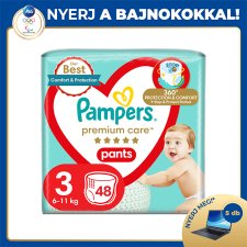 Pampers Premium Care Bugyipelenka, Méret: 3, 48 db Bugyipelenka, 6kg -11kg
