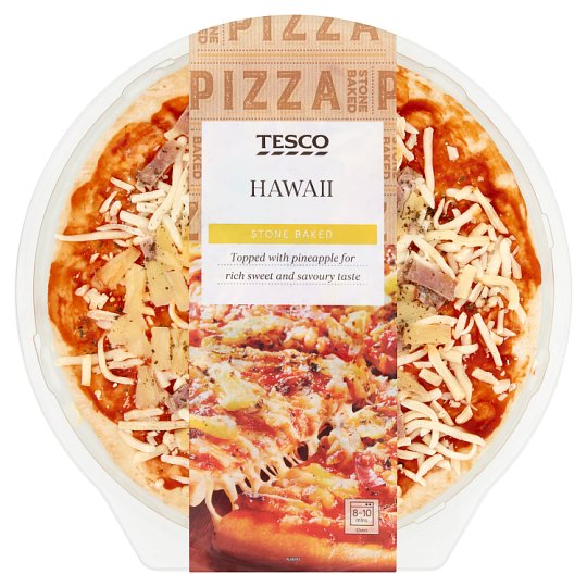 Tesco Hawaii pizza paradicsomos szósszal, sajtokkal, ananásszal és sonkával 394 g