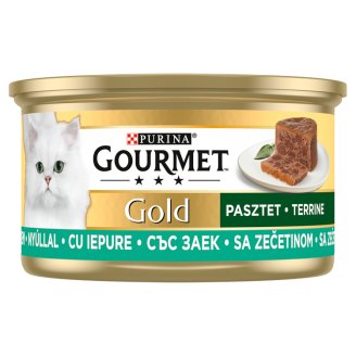 Gourmet Gold darabok pástétomban (nyúllal) teljes értékű állateledel felnőtt macskák számára 85 g