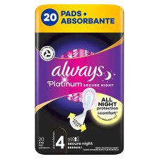 Always Platinum Secure Night Sanitary Towels With Wings 20 Pads