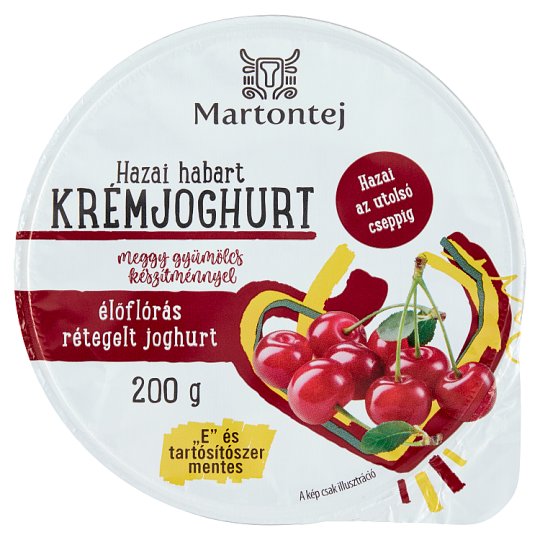 Martontej hazai habart krémjoghurt meggy gyümölcs készítménnyel 200 g