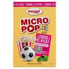 Mogyi Micro Pop mikrohullámú sütőben elkészíthető vajízű pattogatni való kukorica 3 x 100 g (300 g)