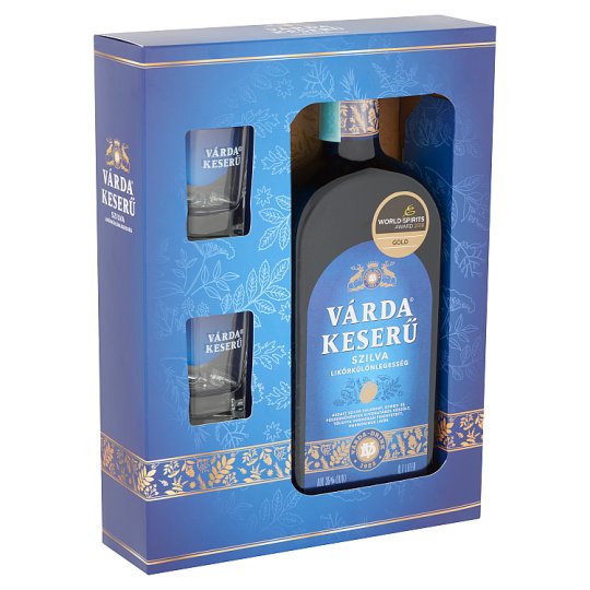 Várda Keserű szilva likőrkülönlegesség 35% 0,7 l + 2 pohár