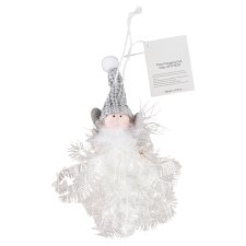 Grey Tinsel Hanging Doll 25 x 8 x 3 cm 