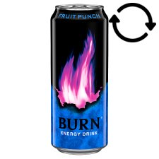 Burn Carbonated Fruit Punch Energy Drink with Caffeine 250 ml