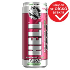 HELL Zero földieper-, lime- és tuttifruttiízű, koffeintartalmú, szénsavas, alkoholmentes ital 250 ml