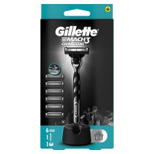 Gillette Mach3 Charcoal Men Razor, 1 Gillette Razor, 6 Blade Refills