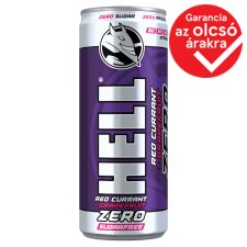 HELL Zero ribizli- pink grapefruit és tuttifrutti ízű, koffeintartalmú, vitaminozott ital 250 ml