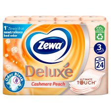 Zewa Deluxe Cashmere Peach Toilet Paper 3 Ply 24 Rolls