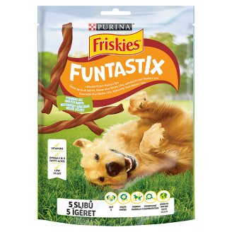 Friskies Funtastix kiegészítő állateledel felnőtt kutyák számára ízletes bacon & sajt ízesítés 175 g