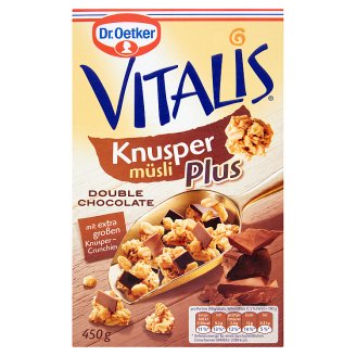 Dr. Oetker Vitalis Knusper Plus dupla csokoládés ropogós müzli 450 g