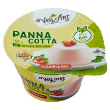 VegArt vegán panna cotta jellegű növényi desszert készítmény eper ízesítéssel 150 g