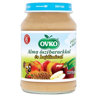 Ovko gluténmentes alma őszibarackkal és hajdinával bébidesszert 6 hónapos kortól 190 g