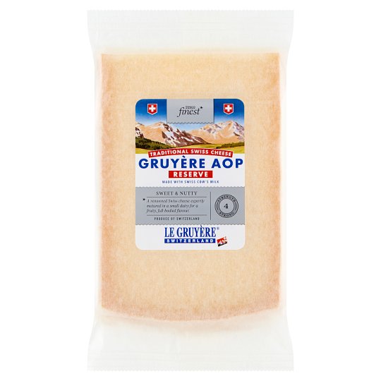 Tesco Finest Gruyère AOP zsíros, kemény sajt pasztőrözetlen tejből 195 g