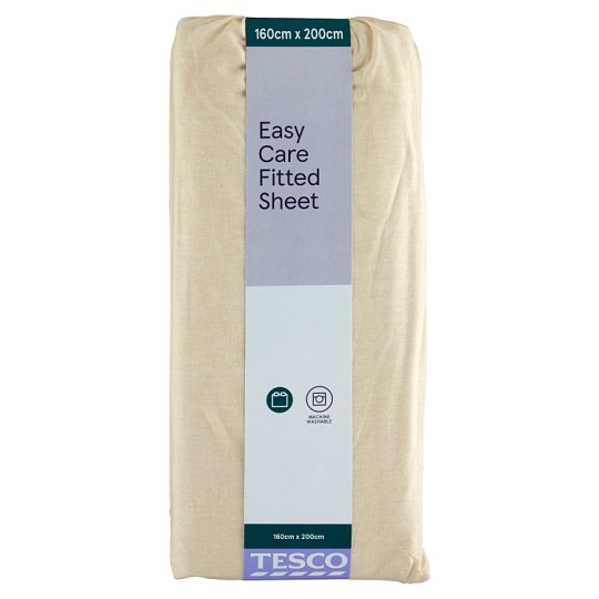 Tesco Cream Easy Care Fitted Sheet 160 cm x 200 cm Tesco Online