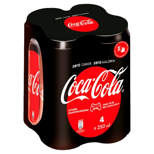 Coca-Cola Zero colaízű energiamentes szénsavas üdítőital édesítőszerekkel 4 x 250 ml