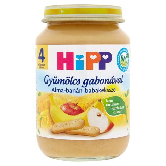 HiPP Gyümölcs Gabonával BIO alma-banán babakeksszel 4 hónapos kortól 190 g