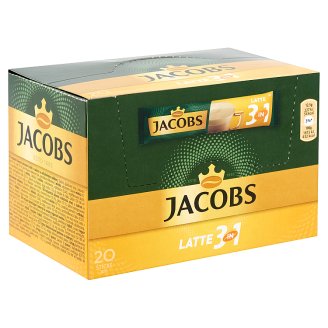 Jacobs Latte 3in1 instant kávéitalpor cukorral és sovány tejporral ízesítve 20 db 250 g