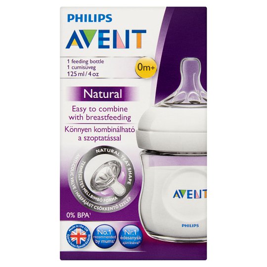 Philips Avent Natural 125 ml-es cumisüveg újszülött átfolyású etetőcumival 0 hónapos kortól