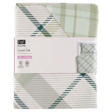 F&F Home Green Check Duvet Set 140 x 200 cm