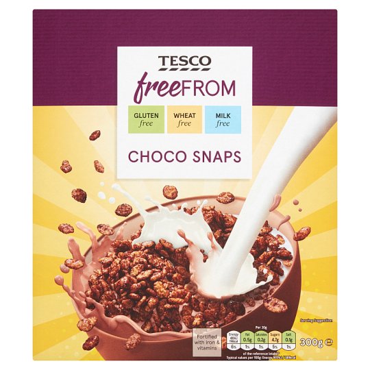 Tesco Free From ropogós rizs csokoládéízű bevonattal, hozzáadott vitaminokkal és vassal 300 g