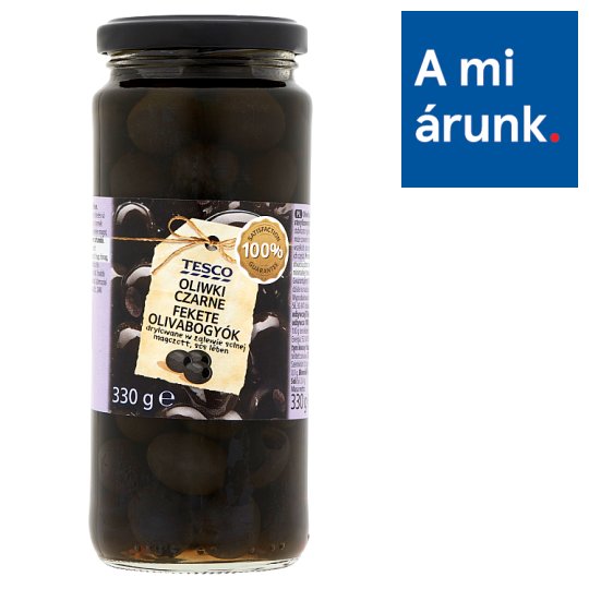 Tesco magozott fekete olívabogyók sós lében 330 g