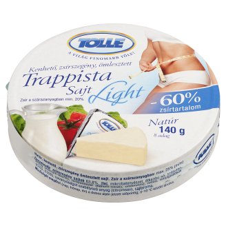 Tolle Light kenhető, zsírszegény, ömlesztett trappista sajt 8 db 140 g