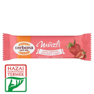Cerbona epres-joghurtos müzliszelet epres bevonó talppal, cukorral és édesítőszerrel 20 g