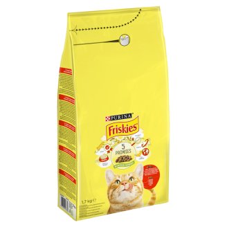 Friskies teljes értékű állateledel felnőtt macskáknak hússal, csirkével és zöldségekkel 1,7 kg