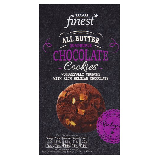 Tesco Finest All Butter Cookies with Pieces of Milk, Dark and White Chocolate 200 g Tesco
