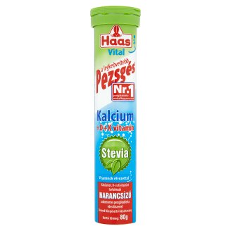Haas Vital kalcium +D+K-vitamin narancsízű étrend-kiegészítő pezsgőtabletta 80 g