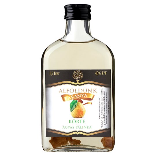 Alföldünk Aranya Pear Palinka on Fruit Bed 40% 0,2 l