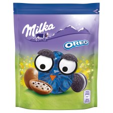 Milka Oreo Alpine Milk Chocolate Bonbons with Vanilla Cream Filling and Cocoa Biscuit Pieces 86 g