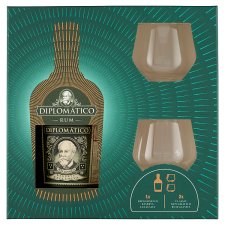 Diplomático Exclusiva rum 40% 0,7 liter + 2 db Old Fashioned pohárral