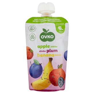 Ovko gluténmentes alma-szilva-banán bébidesszert hozzáadott cukor nélkül 6 hónapos kortól 120 g